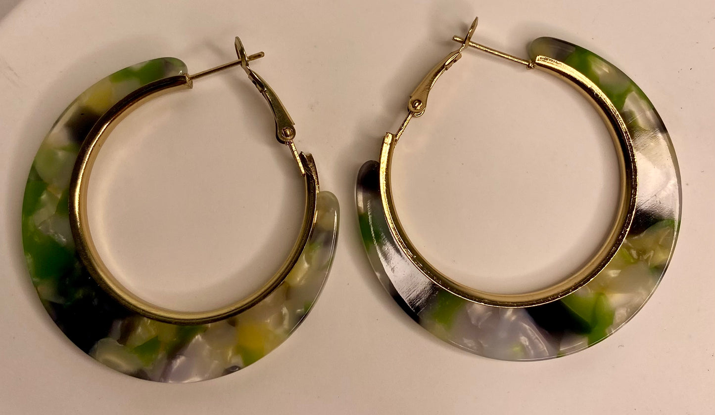 Earrings -Marble Hoops