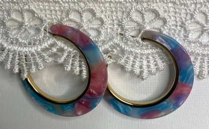 Earrings -Marble Hoops