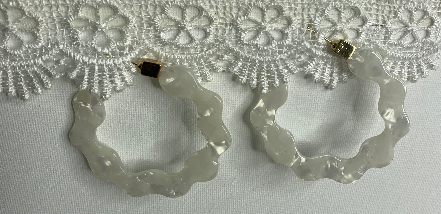 Earrings - White Marble