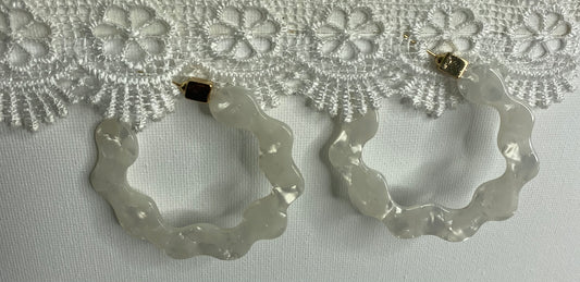 Earrings - White Marble