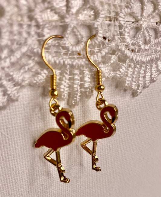 Earrings - Red Flamingo