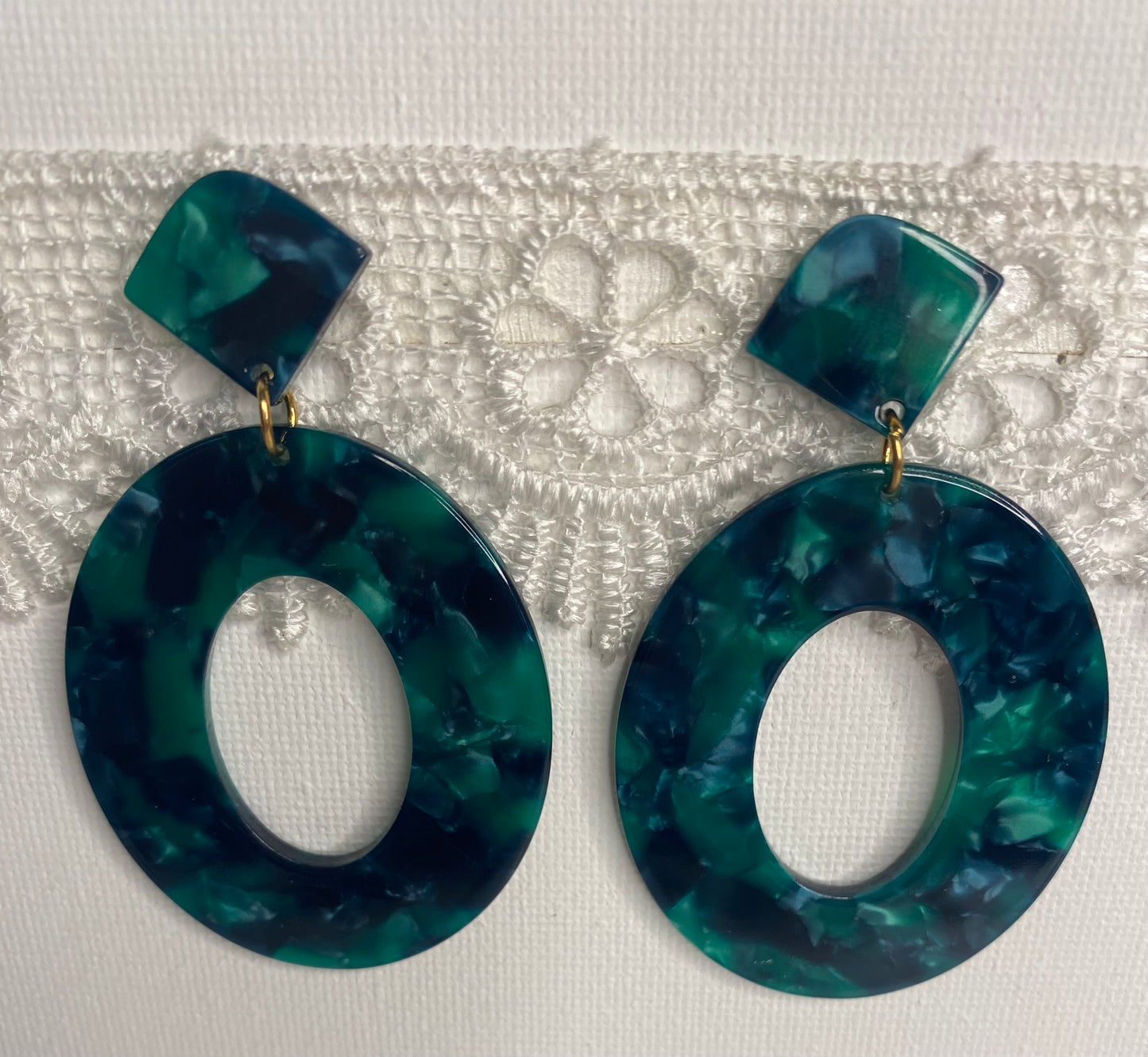 Earrings -Green Large Circles