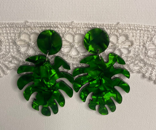 Earrings -Green Leaves