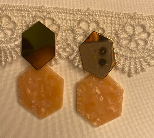 Earrings -Apricot & Gold