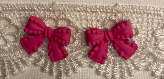 Earrings - Bright Pink Bow