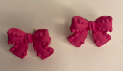 Earrings - Bright Pink Bow