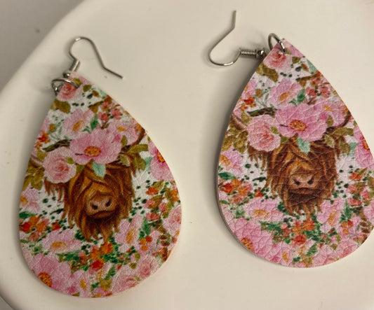 Earrings -Leather Cow Designs