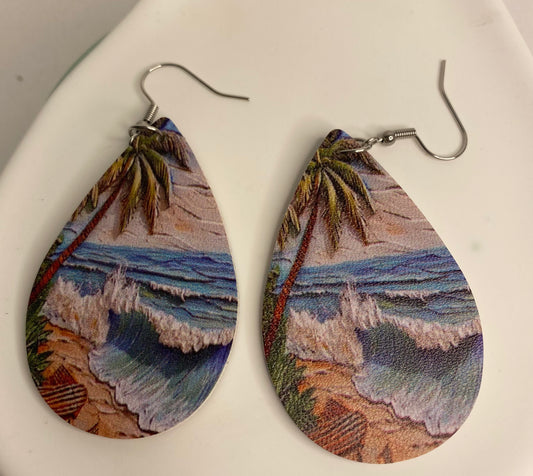 Earrings -Leather Beach Scenes