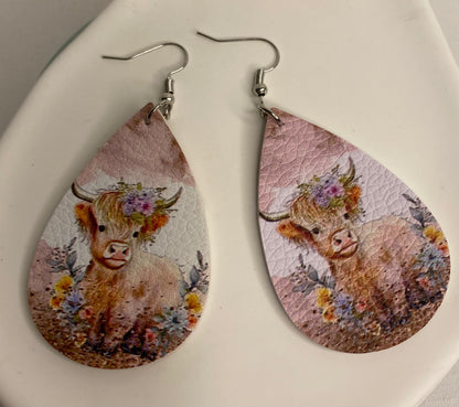 Earrings -Leather Cow Designs