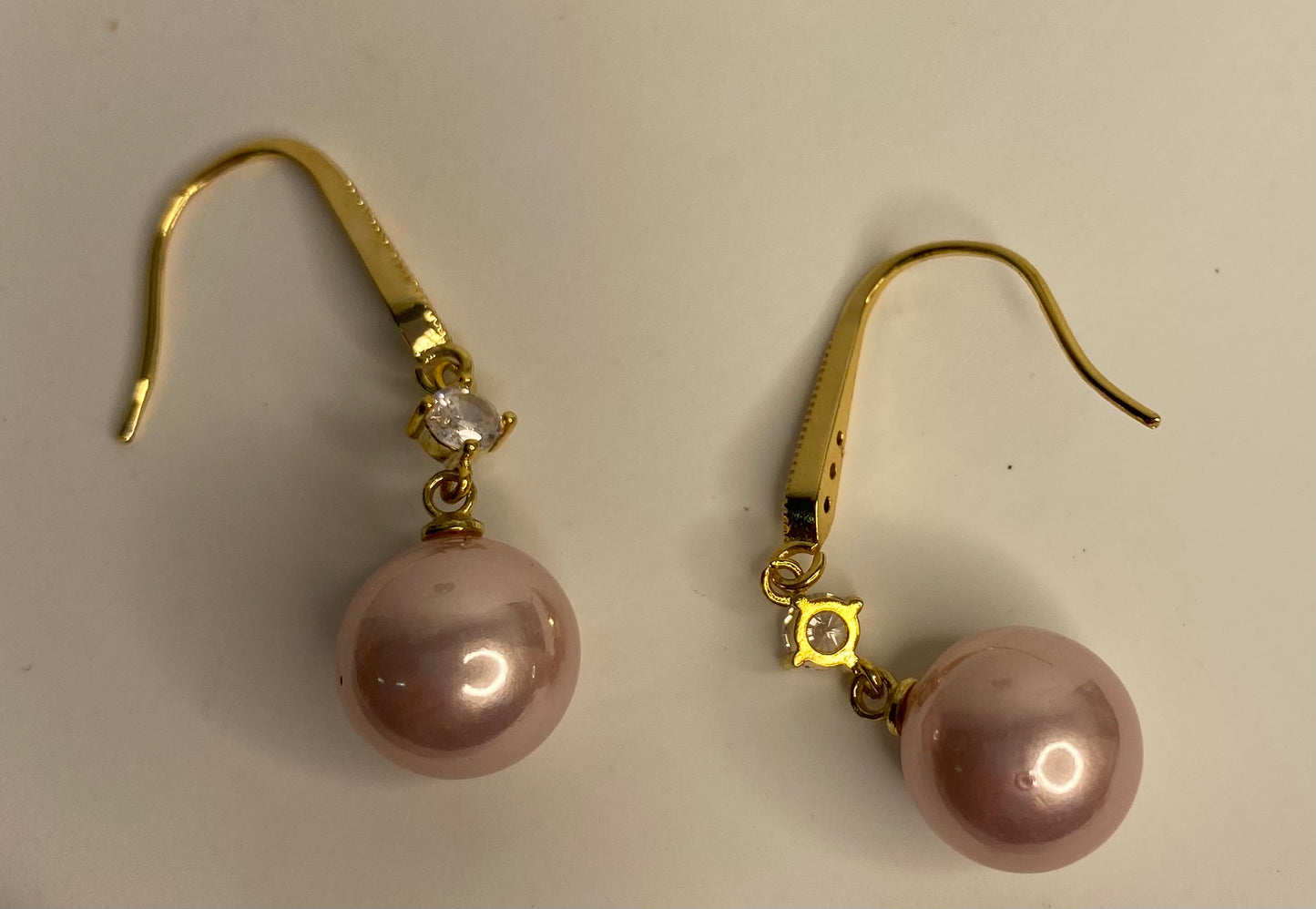 Earrings -Dangle Pink Pearl