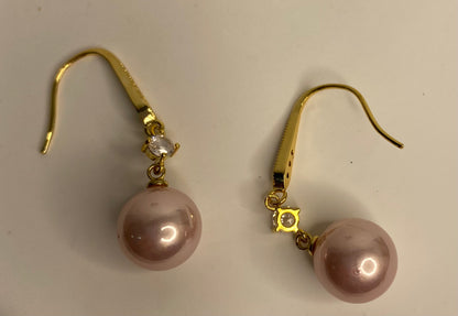 Earrings -Dangle Pink Pearl