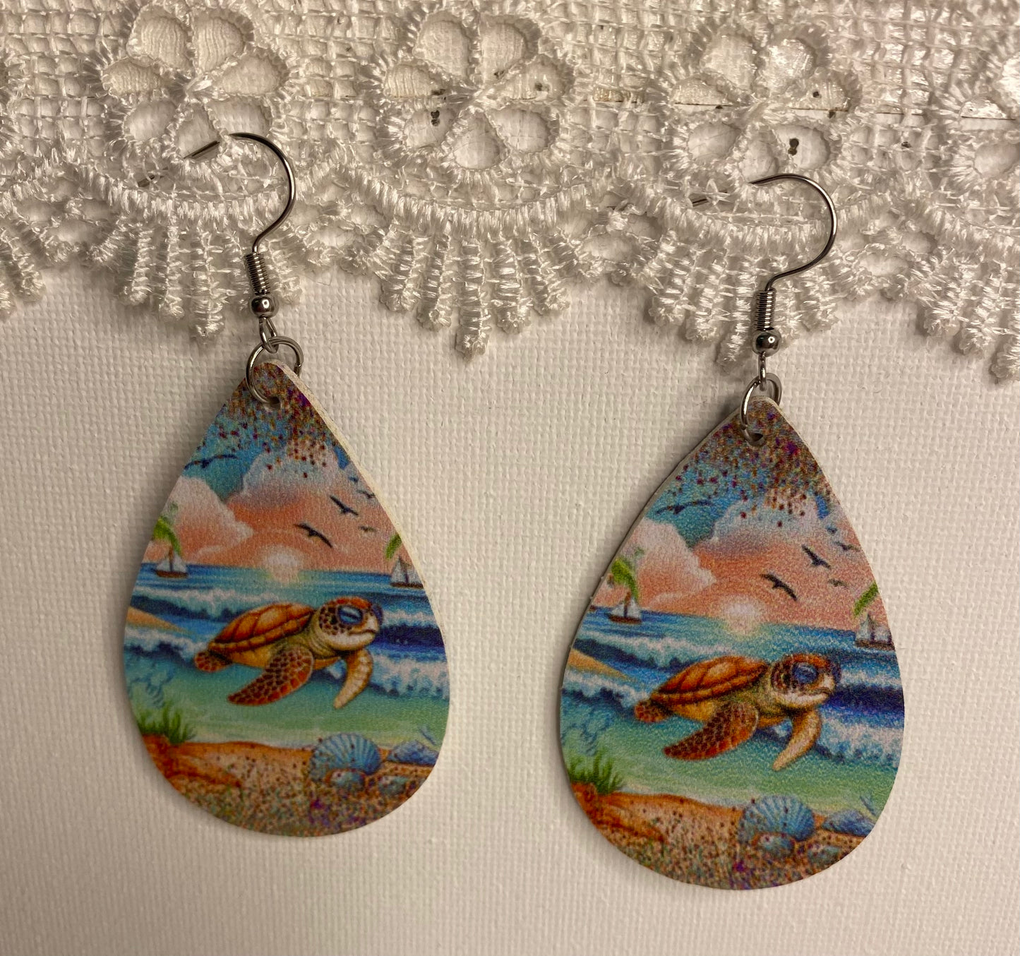 Earrings -Leather Beach Scenes