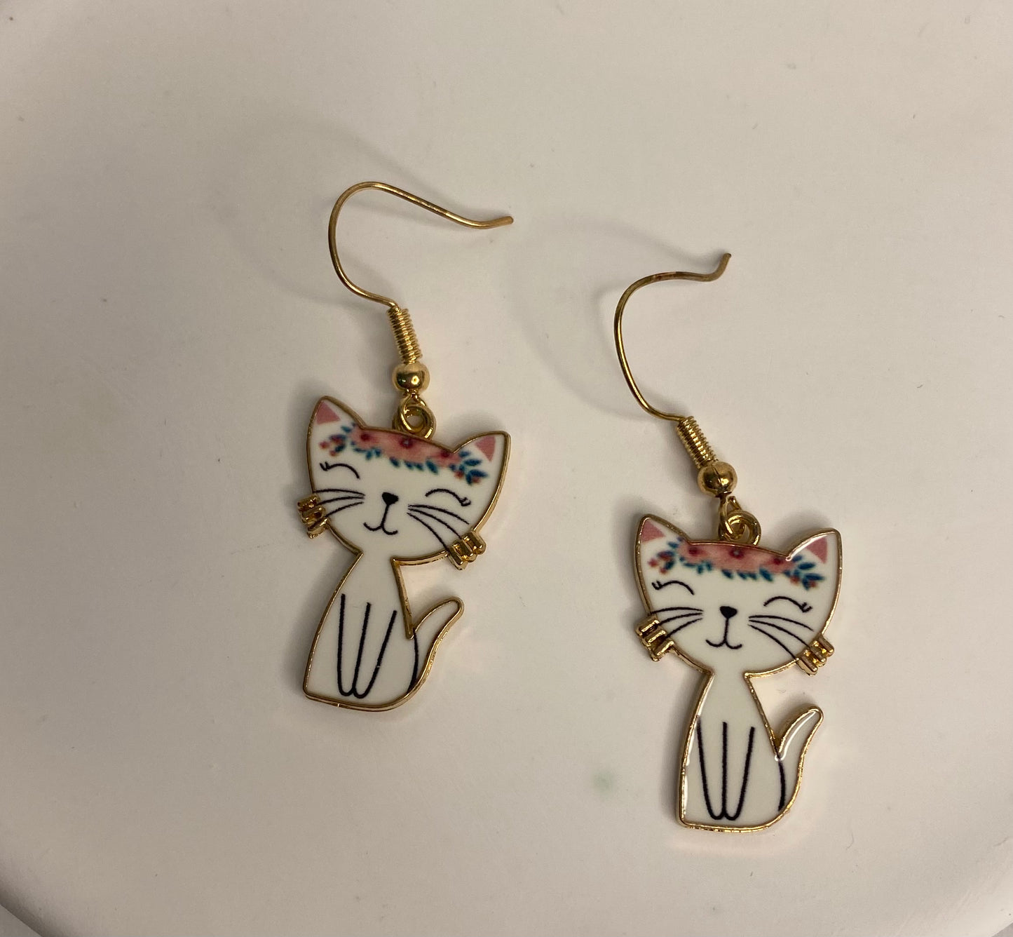 Earrings - White Cats