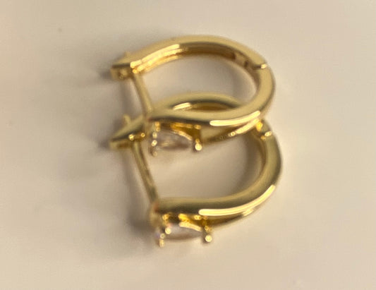 Earrings -Gold Arc with imitation diamond