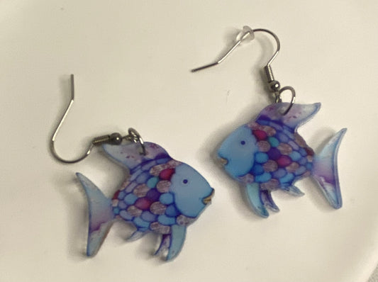 Earrings - Blue Fish