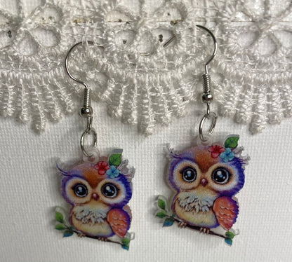 Earrings -Owl on a Branch