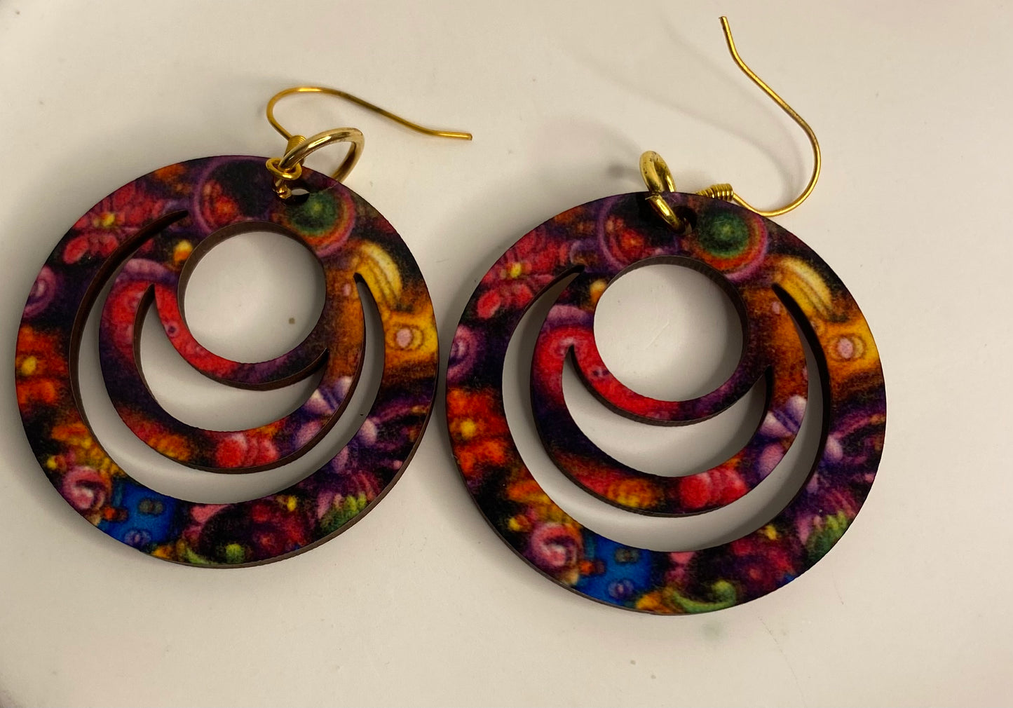 Earrings -Tri Circle Multicolour