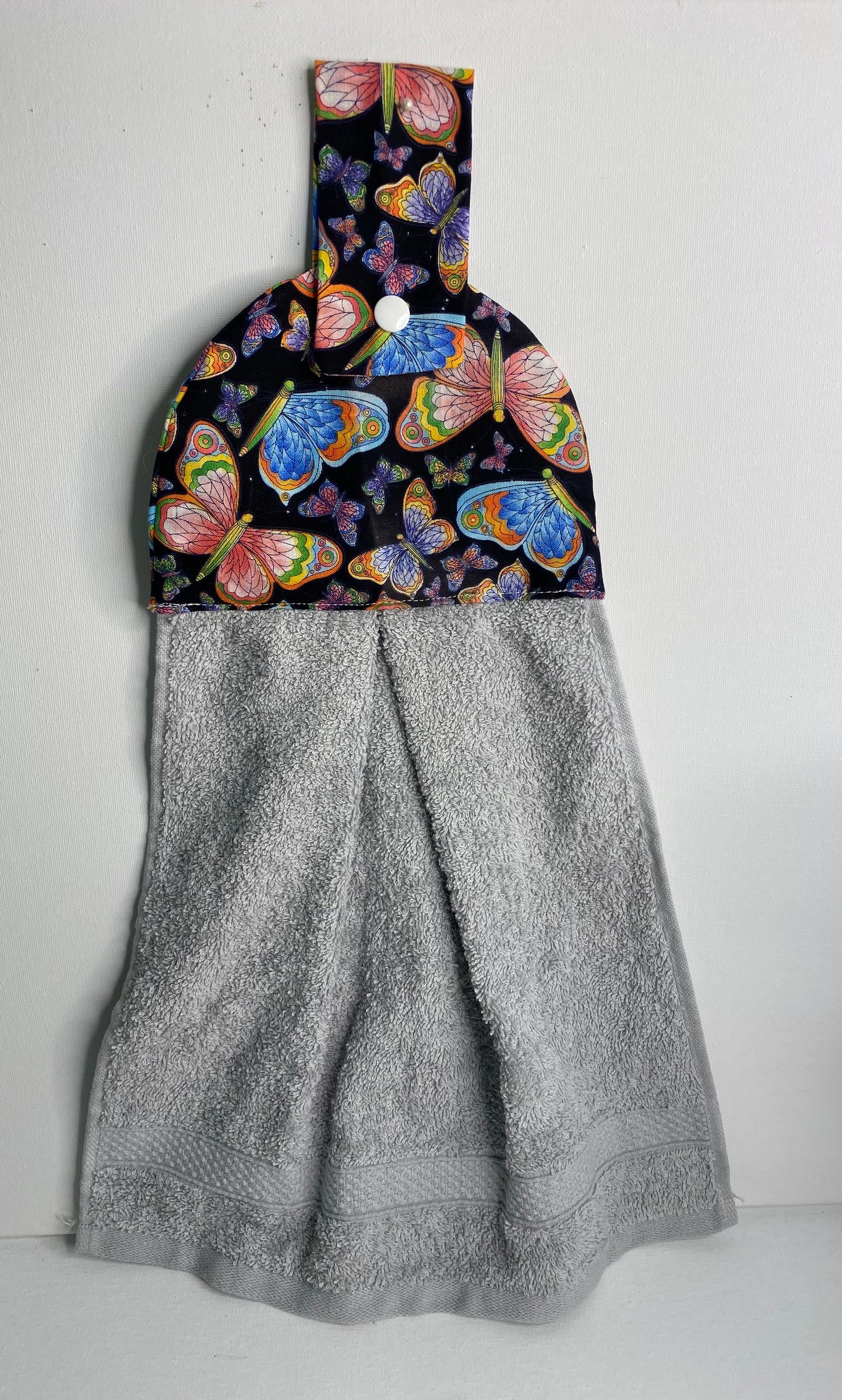 Hanging  Hand Towel Butterflies on Black