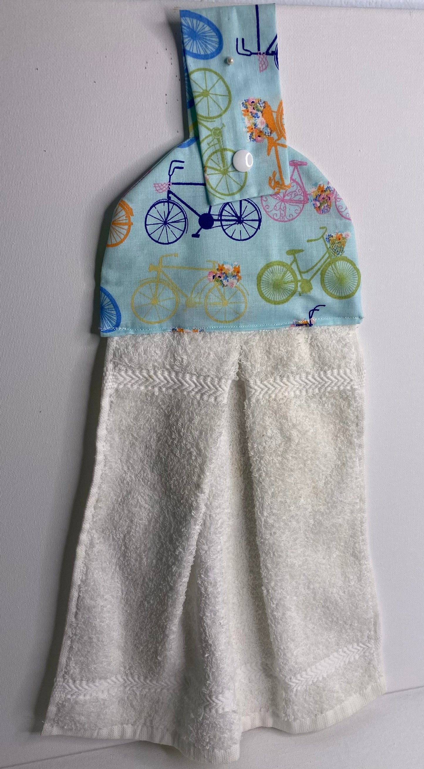 Hanging  Hand Towel White Towel with Bikes on Top
