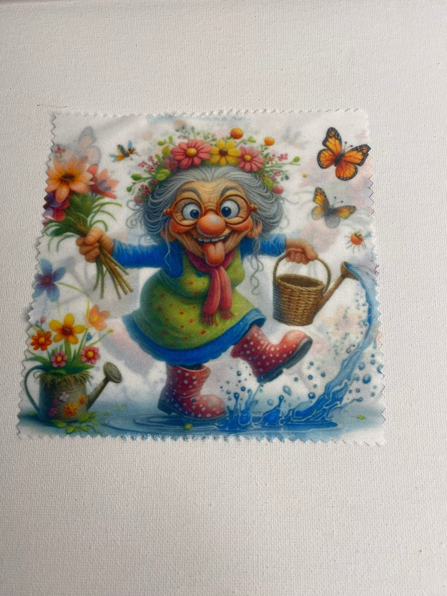 Eye Glasses Cleaning Cloth Lady in Gumboots