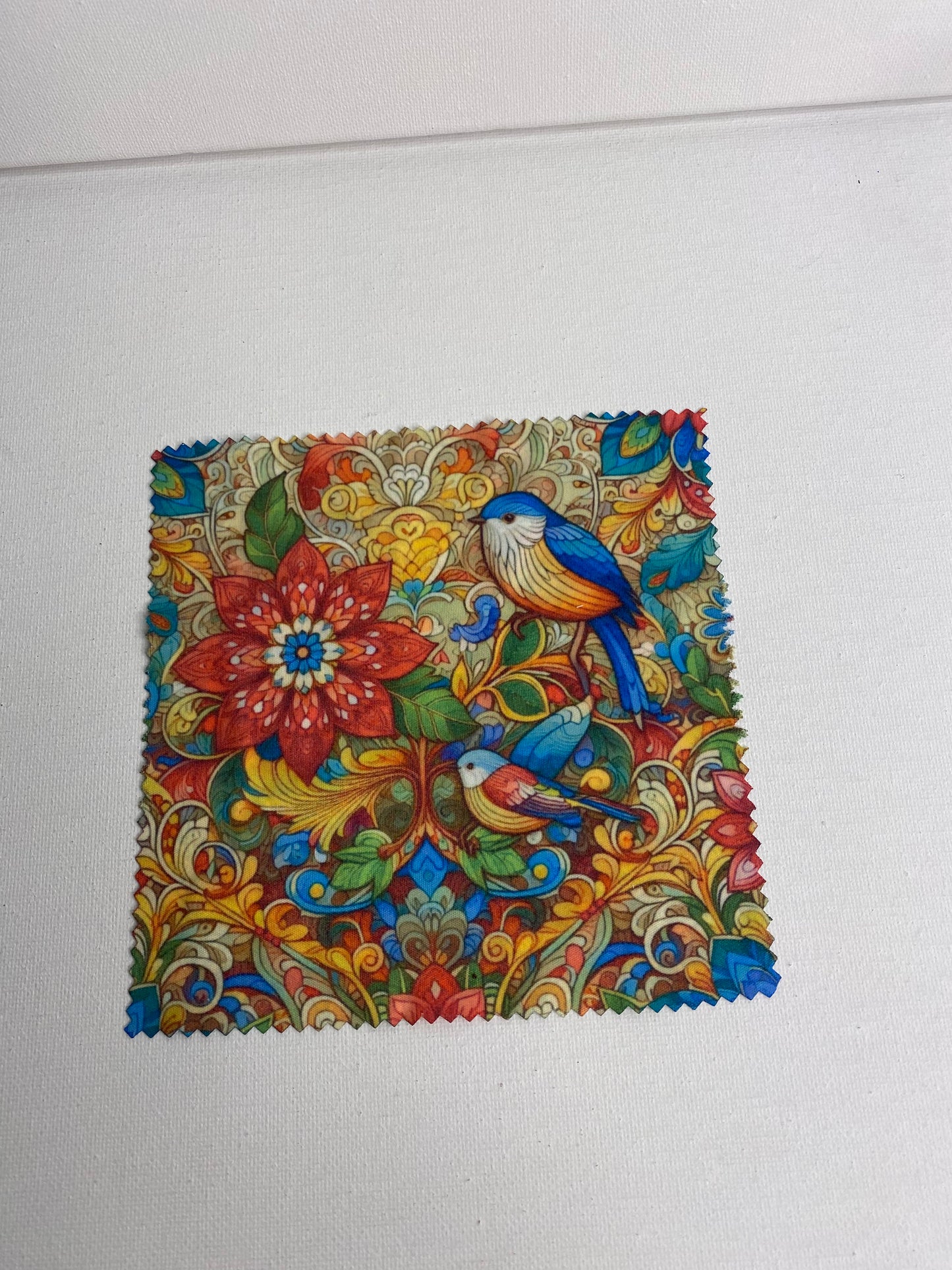 Eye Glasses Cleaning Cloth Birds on Flowers