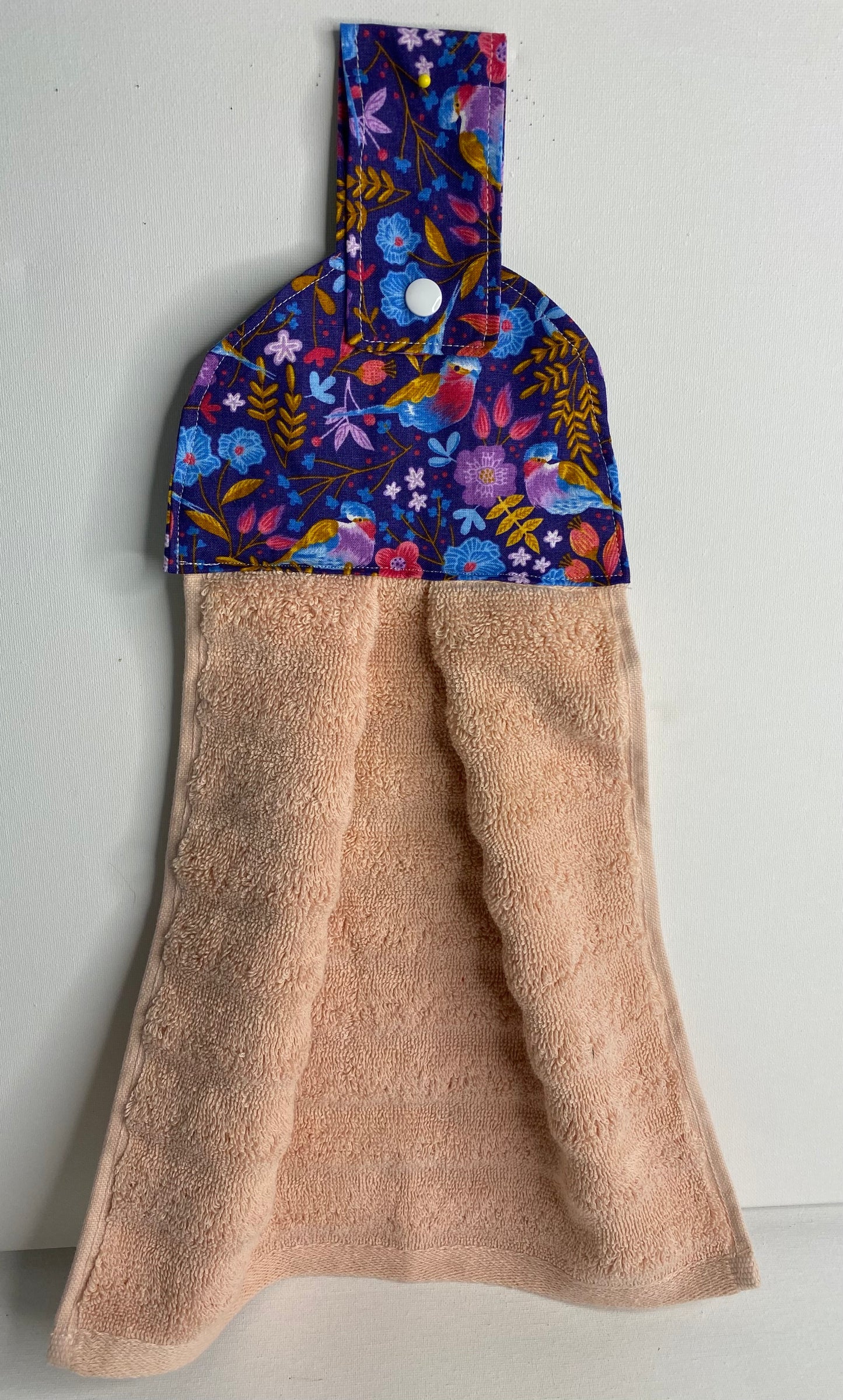 Hanging  Hand Towel Dusty Pink with Birds and Flowers