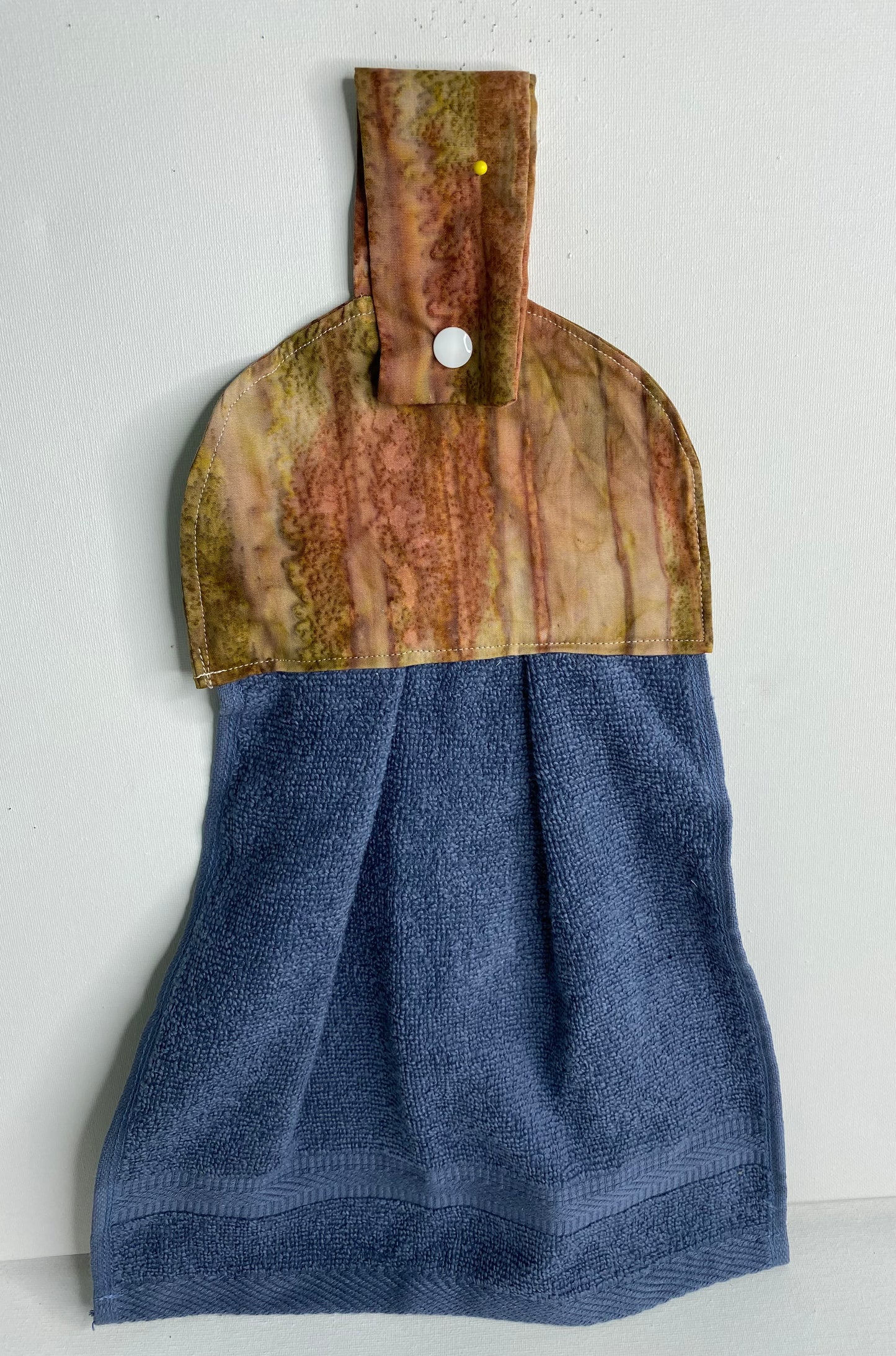 Hanging  Hand Towel Grey/Blue Towel with Brown Variations