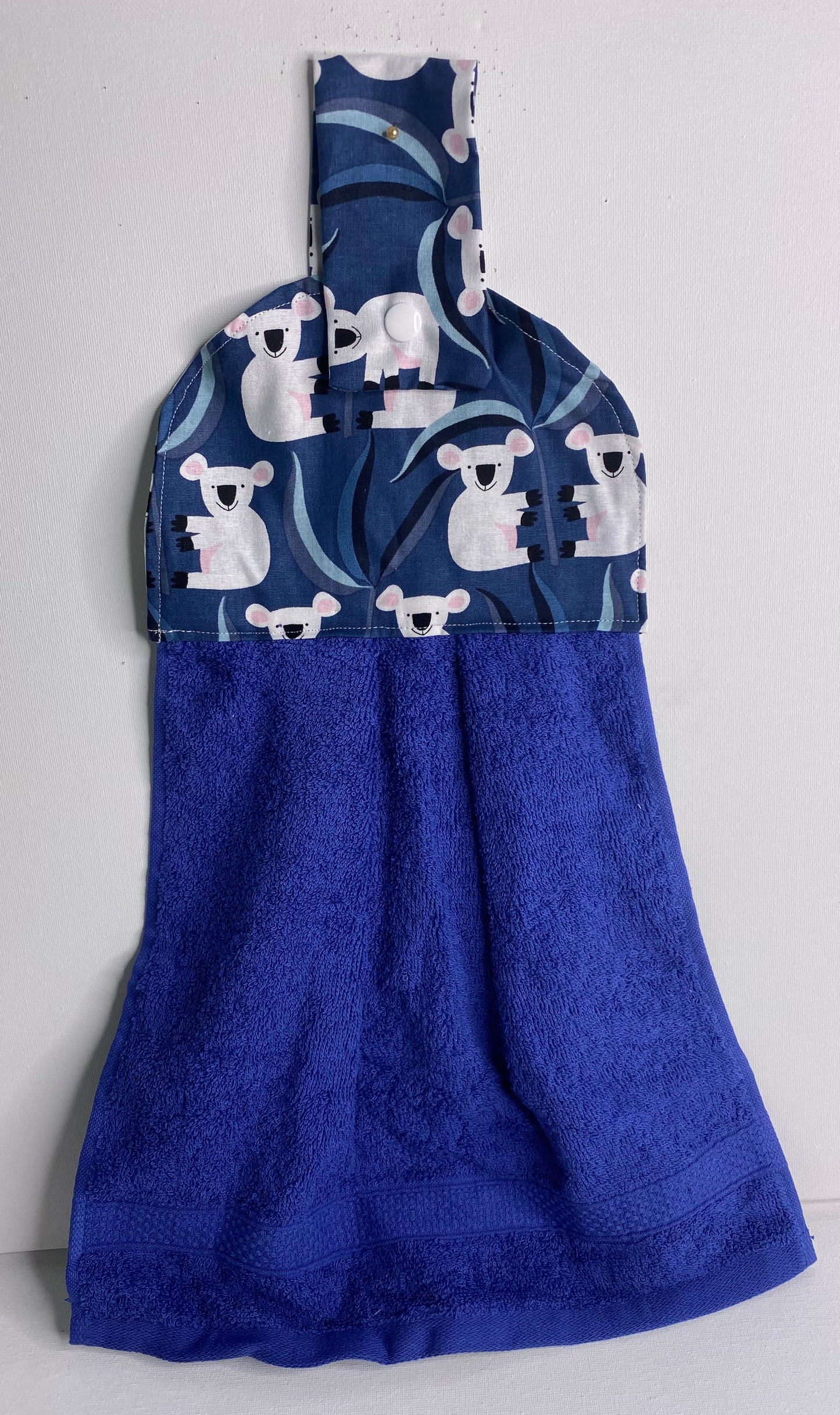 Hanging  Hand Towel - Dark Blue with Koala On Top