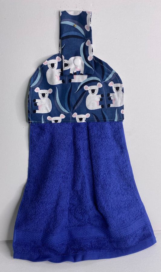 Hanging  Hand Towel - Dark Blue with Koala On Top