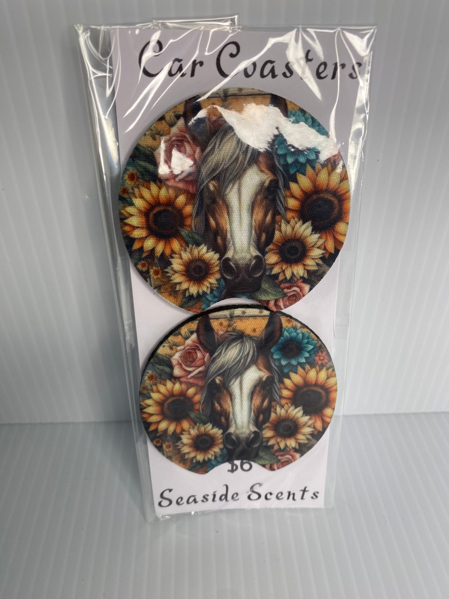 Car Coasters Horse and Flowers