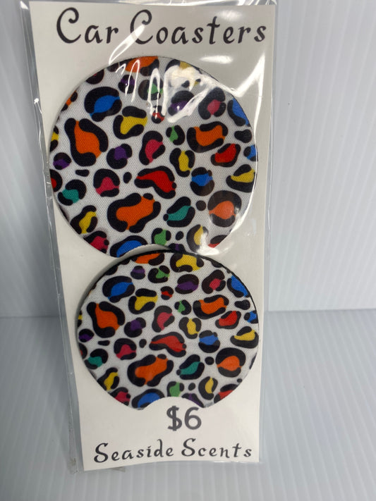 Car Coasters Lepaord Multicoloured Spots