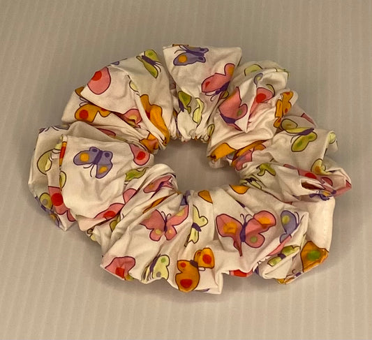 Hair Scrunchies XXL - Butterflies on White