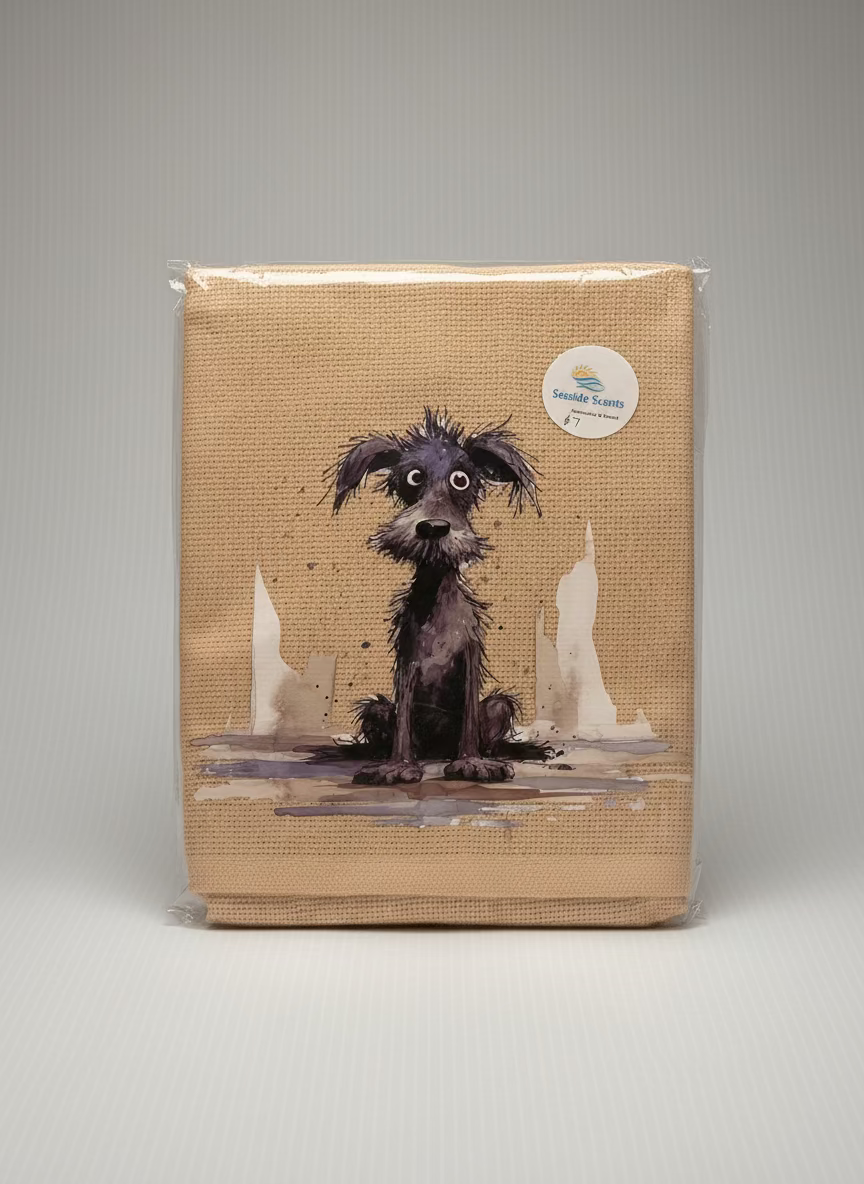 Tea Towel - Fawn with Scruffy Dog