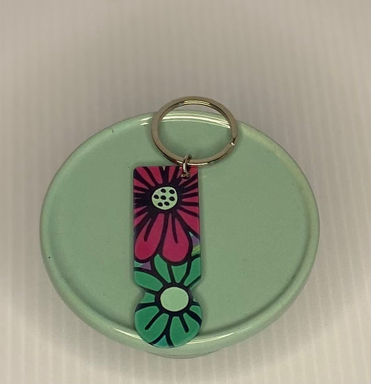 Shopping Trolley Coin Key Ring Large Flowers