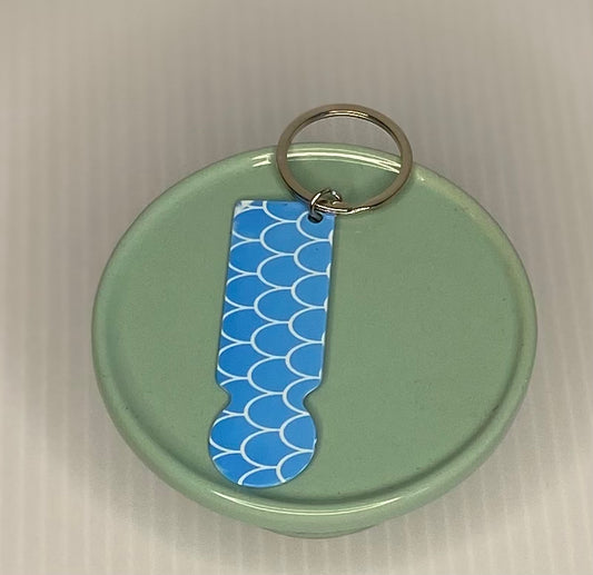 Shopping Trolley Coin Key Ring Blue Scales