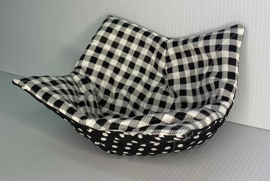 Microwave Bowl Cosy Black & White Check & Spot