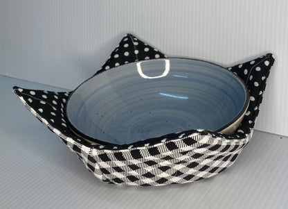 Microwave Bowl Cosy Black & White Check & Spot