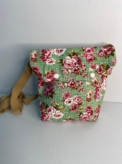 Cross Body Bag - Pink Butterflies. Cotton Material