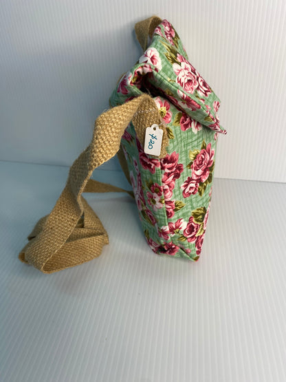 Cross Body Bag - Pink Butterflies. Cotton Material