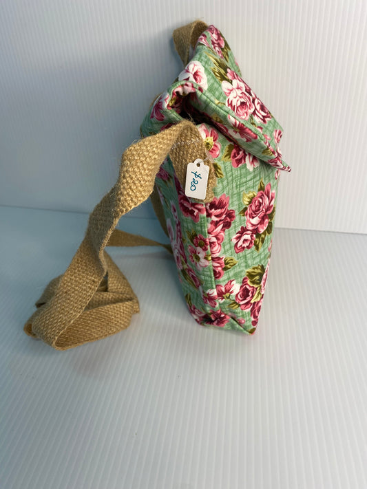 Cross Body Bag - Pink Butterflies. Cotton Material