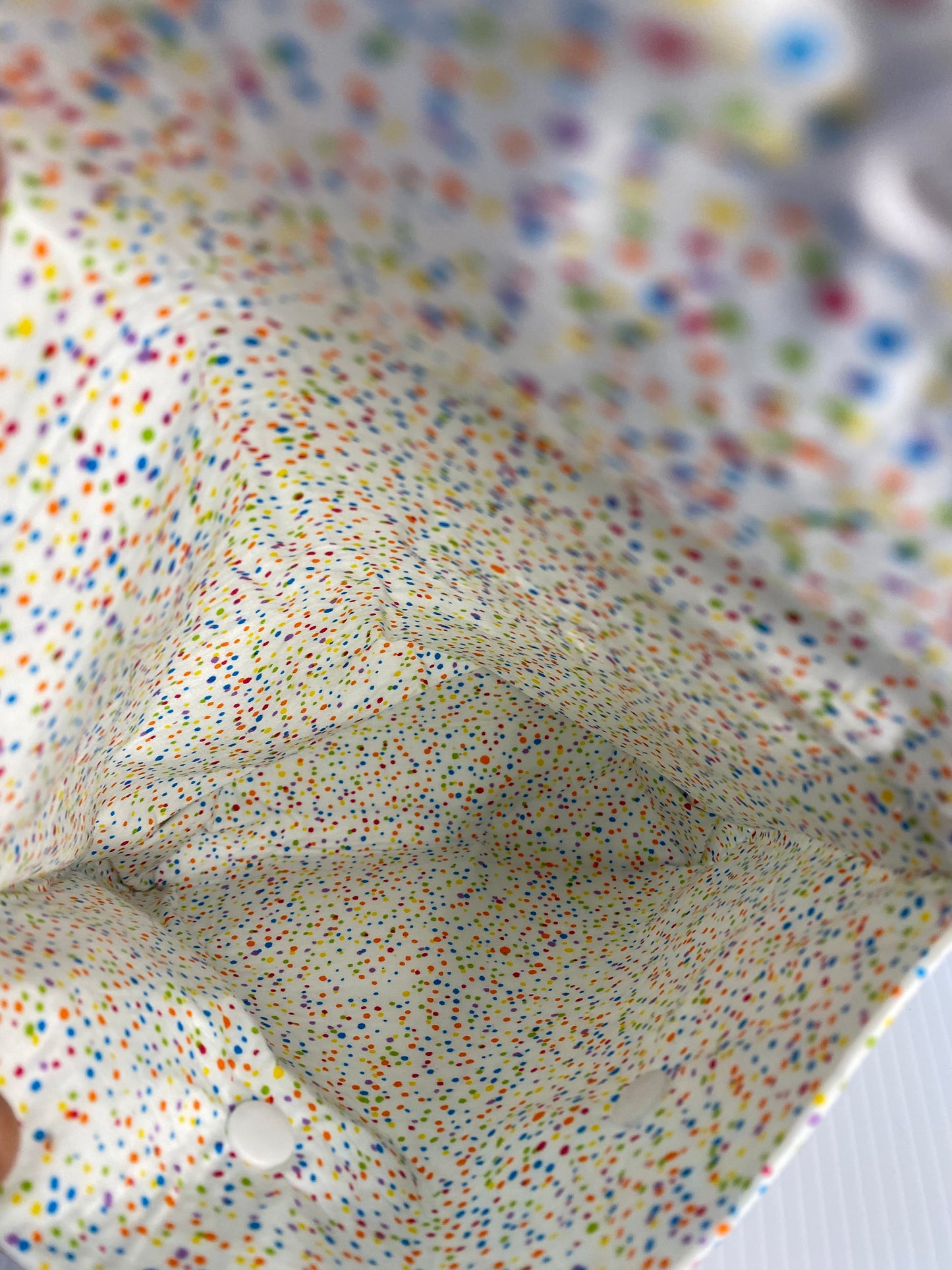 Cross Body Bag - White Confetti. Cotton Material