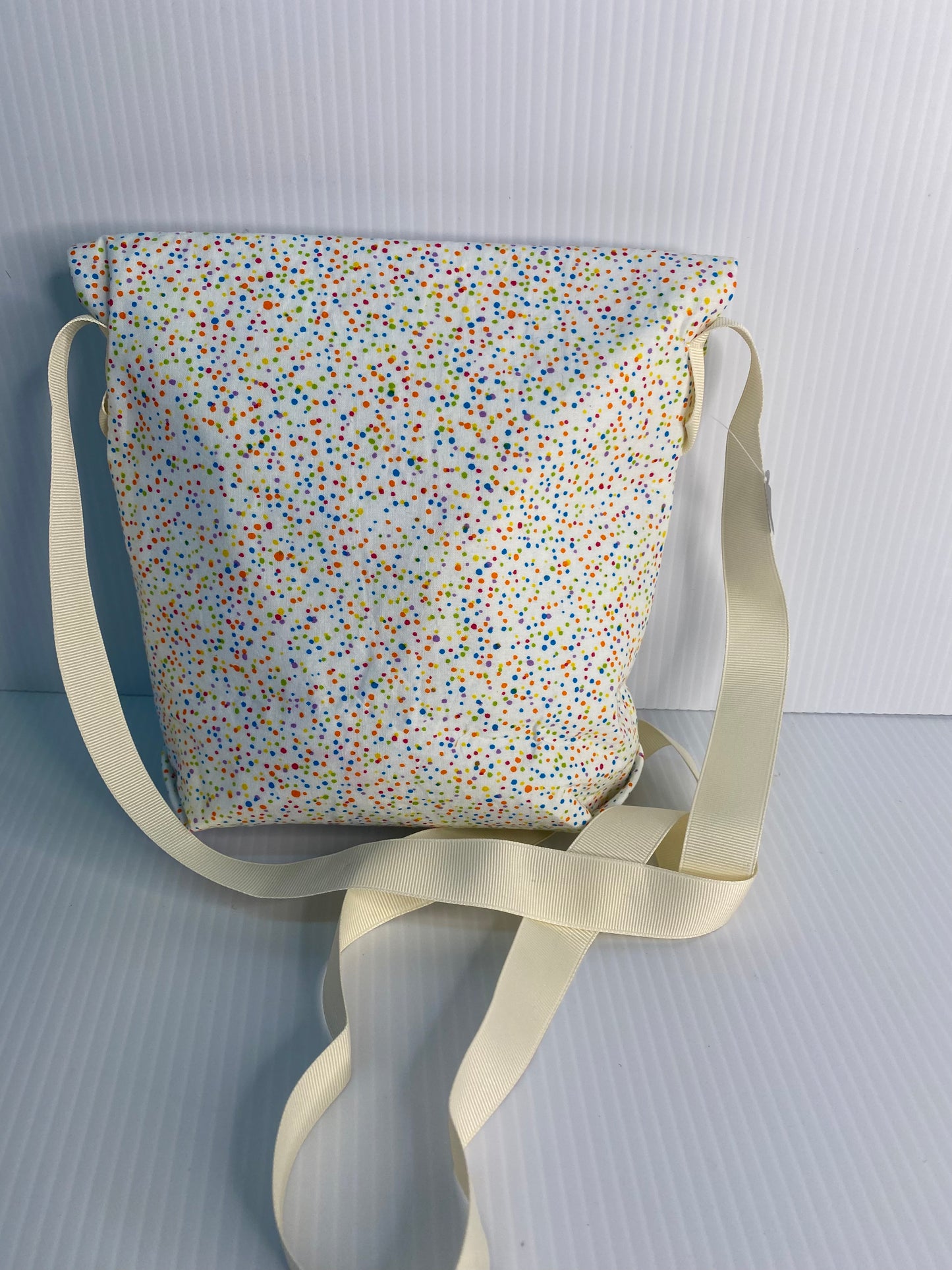 Cross Body Bag - White Confetti. Cotton Material