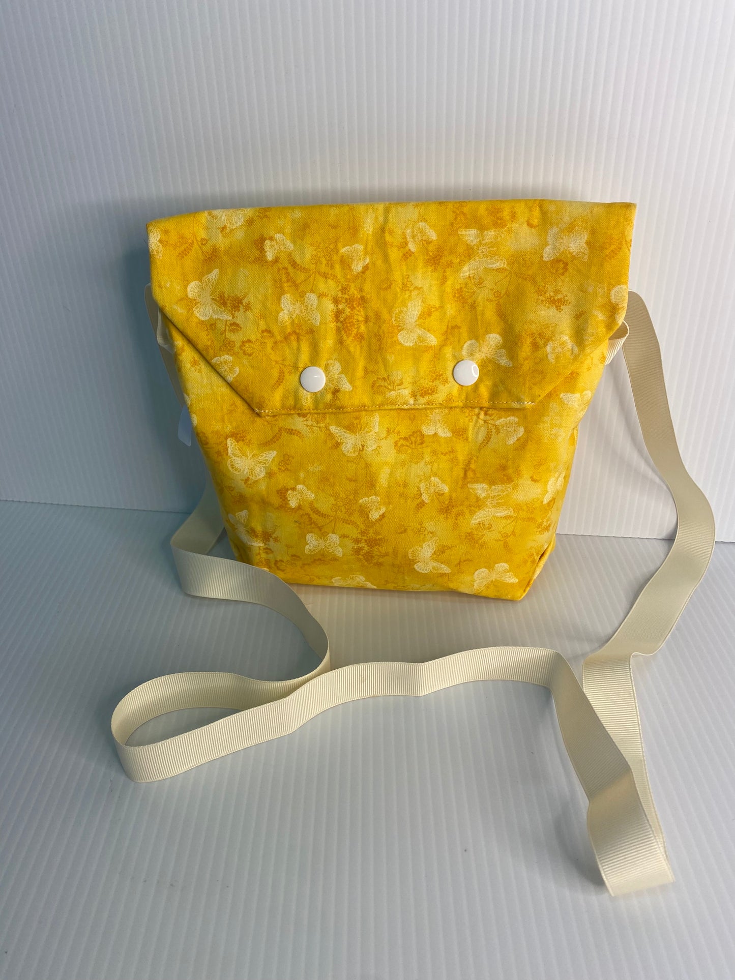 Cross Body Bag - Yellow Butterflies. Cotton Material