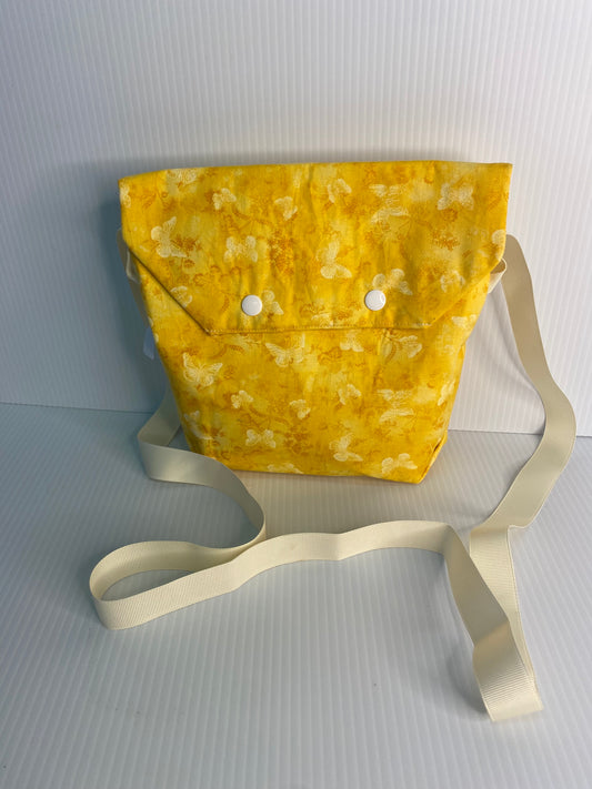 Cross Body Bag - Yellow Butterflies. Cotton Material