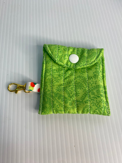 Small Ear Bud Pouch - Green Paisley