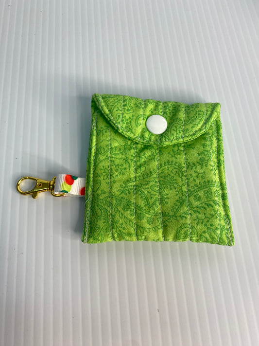 Small Ear Bud Pouch - Green Paisley