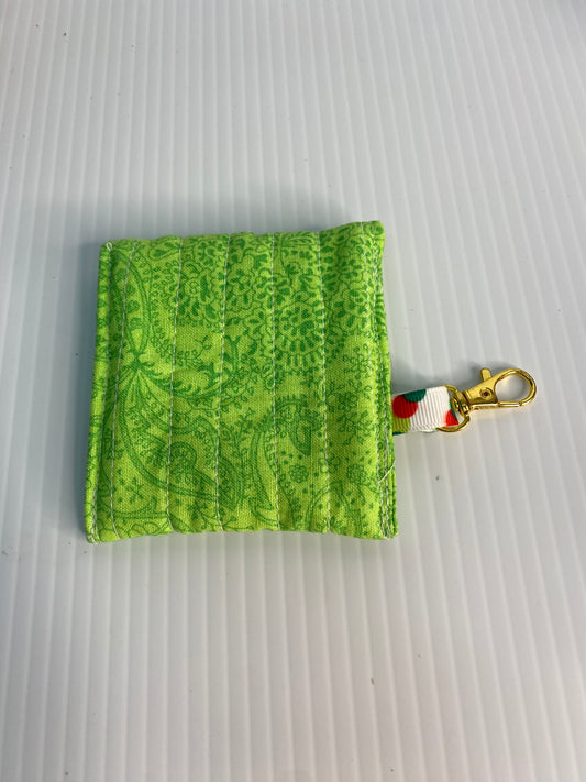 Small Ear Bud Pouch - Green Paisley