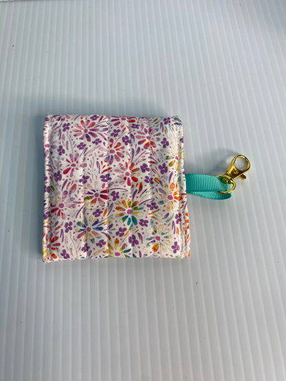 Small Ear Bud Pouch - Tiny Flowers in Pink and Purple