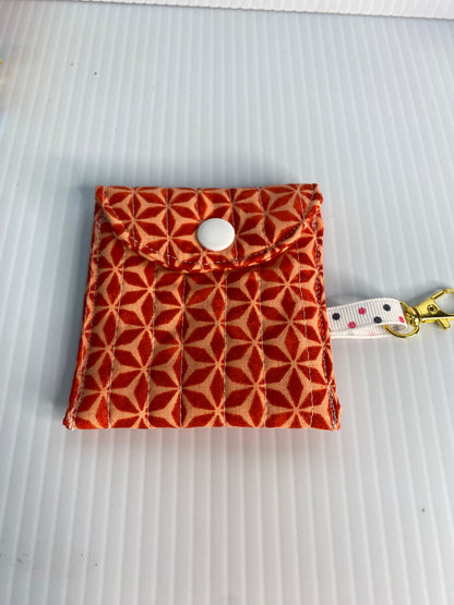 Small Ear Bud Pouch - Orange Diamonds