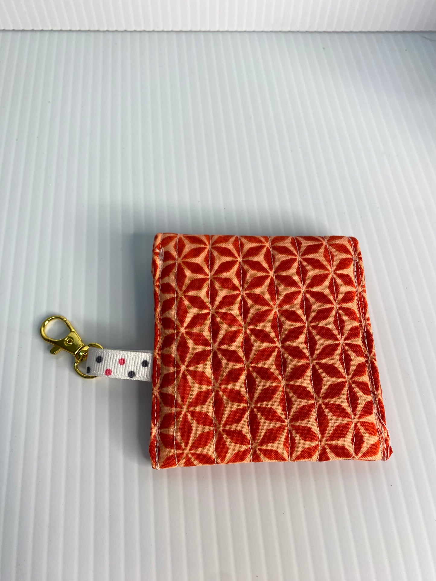 Small Ear Bud Pouch - Orange Diamonds